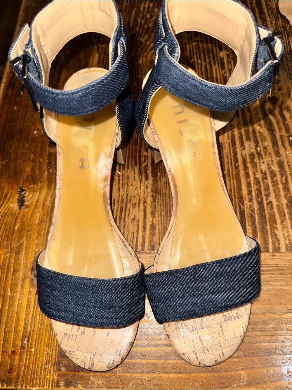 Women's Denim Ankle-Strap Sandals - Navy Blue